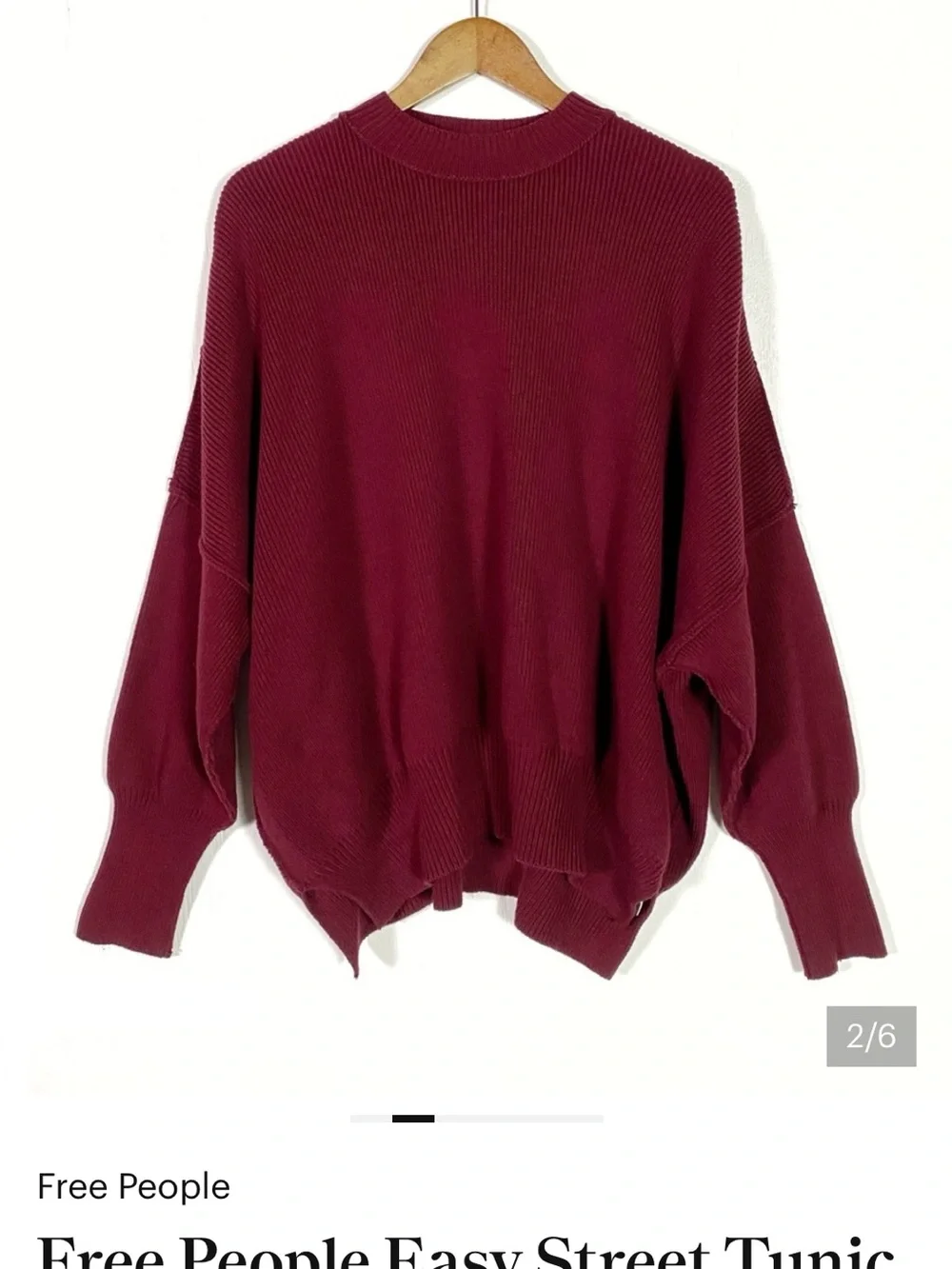 Free People Easy Street Tunic Sweater Burgundy